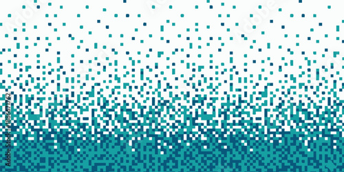 Gradual transition of teal dots on a gradient background from sparse to dense, viewed from directly above