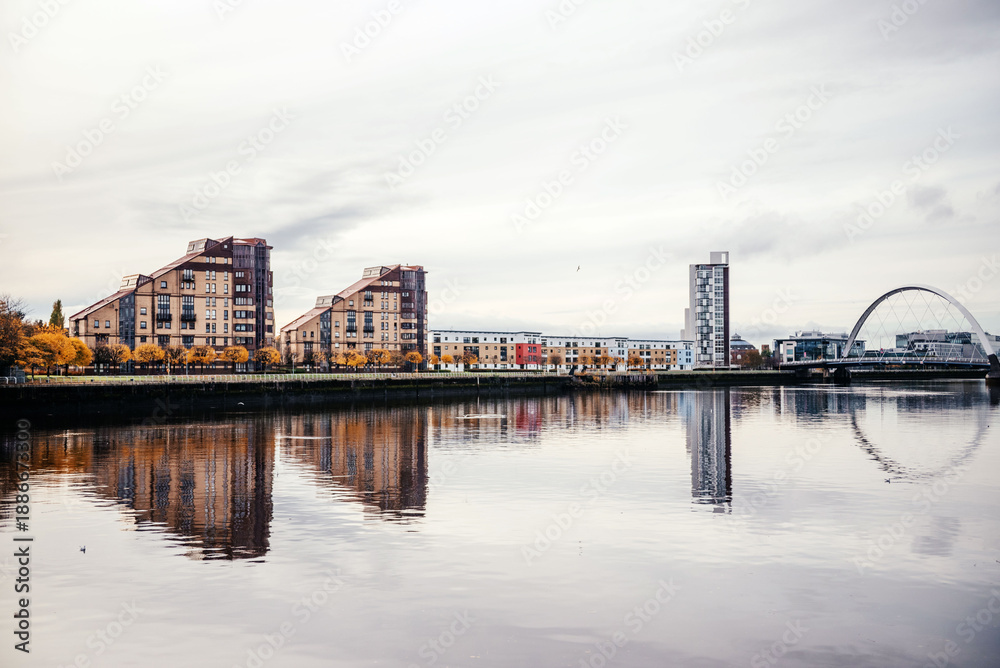 Fototapeta premium River Clyde Waterfront and Clyde Arc Bridge, Glasgow