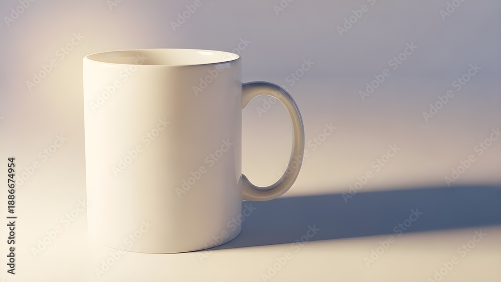 Obraz premium Blank white ceramic coffee mug mockup on light surface