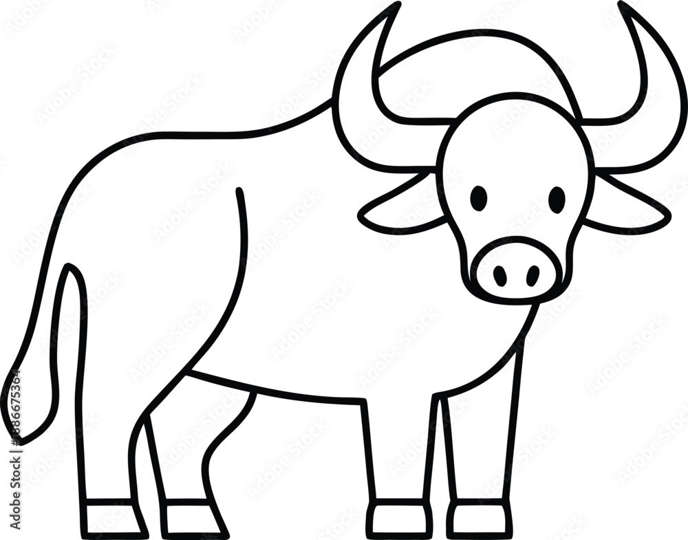 Fototapeta premium buffalo line art vector illustration on transparent background