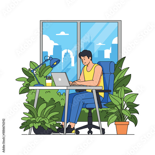 Remote Worker in a Green Office Environment