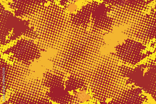 A blurry, abstracted image of a red and green background with yellow lines. The image has a sense of chaos and disorder