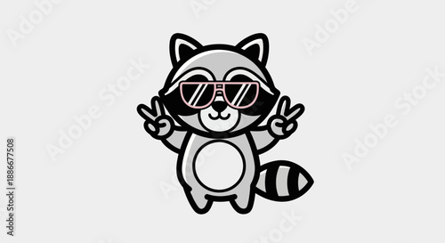 Cartoon raccoon wearing sunglasses