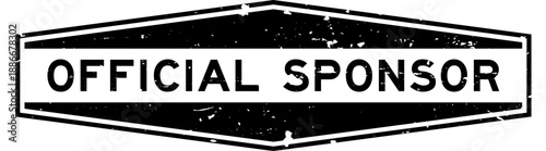 Grunge black official sponsor word hexagon rubber seal stamp on white background