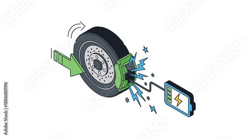 Electric vehicle tire with green motor and battery charging concept