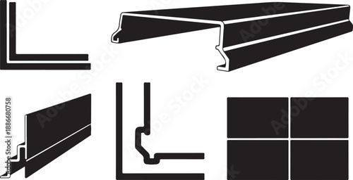 Black and white architectural molding and trim details illustration