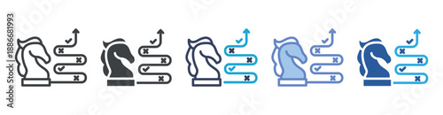 Strategy icon set multiple style collection