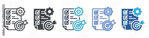 Action Plan icon set multiple style collection