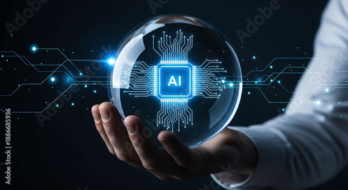 Wallpaper Mural AI Chip Inside Glass Orb Held By Hand Representing Future Technology Torontodigital.ca