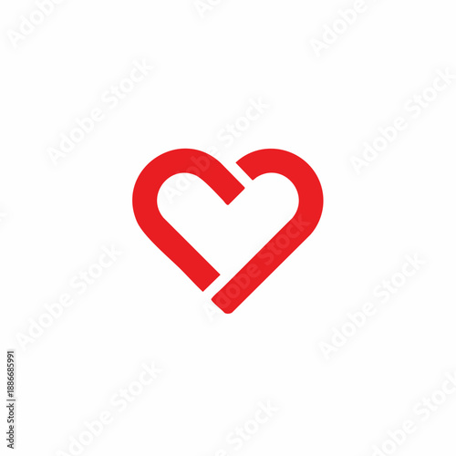 Minimal Double Heart Outline Icon Love Relationship Vector Illustration