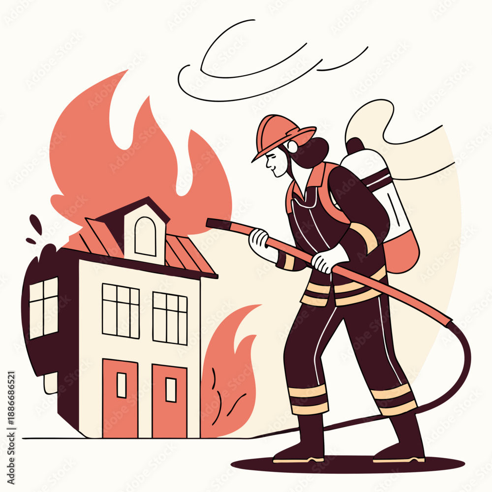 Naklejka premium Firefighter Character Illustration