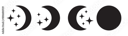 Moon phases with stars celestial cycle representation night sky astronomical event luminous celestial body cosmic phenomenon