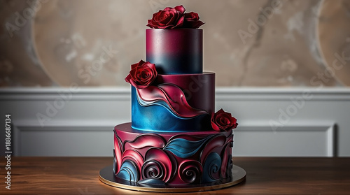 A beautiful, stunning cake, haute cuisine, rendered as a delicate watercolor painting in a mystic, enchanting environment with gentle color contrasts and a dreamlike, otherworldly ethereal quality 