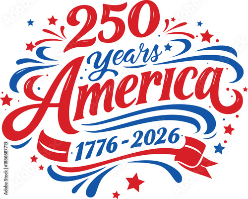 USA 250 Years Independence Anniversary Vector Lettering