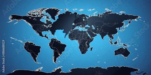 Abstract world map background with futuristic data and global technology theme