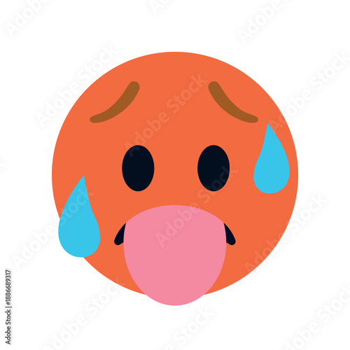 hot face sweating tongue out red temperature heat fever emoji symbol sign icon vector illustration isolated flat heat wave