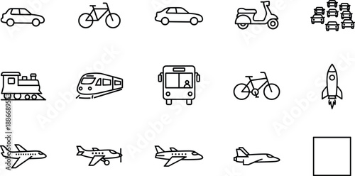 Professional line icon collection featuring business teamwork, healthcare medical symbols, transportation vehicles, hand gestures, weather forecasting, global collaboration, and nature ecology,