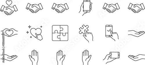 Professional line icon mega bundle featuring business teamwork, healthcare medical symbols, transportation vehicles, urban traffic parking, nature weather elements, hand gestures, and avatars,