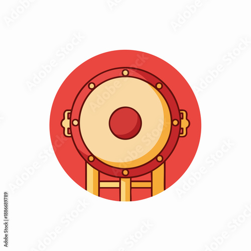 Chinese New Year Drum Icon Symbolizing Festival Music and Celebration