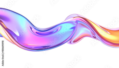 Colorful Abstract Fluid Wave Design with Iridescent Gradient and Smooth Translucent Textures