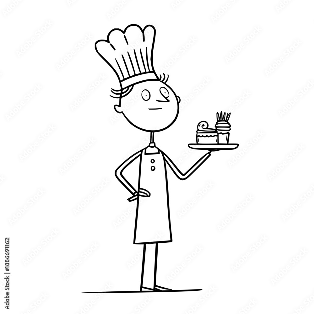 Fototapeta premium Chef Holding Cake on Tray