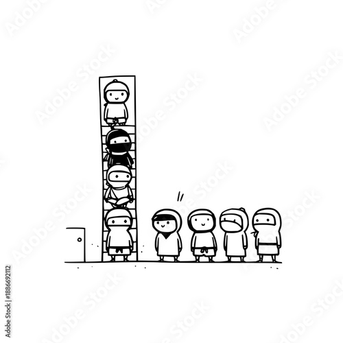 Cartoon Characters Stacked Unequal Groups Inequality