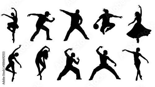 Silhouette of person raising arms in celebration vector illustration, triumph and success flat design