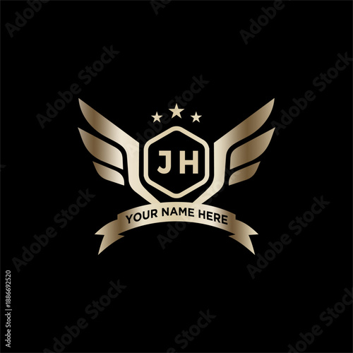 JH Initials Eagle Logo Icon Education Stock Vector