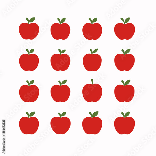 Seamless pattern of red and green apples and peppers with fresh colorful fruits and vegetables illustration