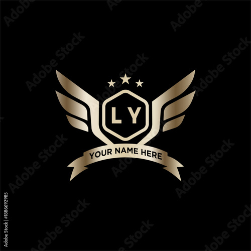 LY Initials Eagle Logo Icon Education Stock Vector