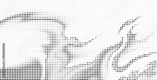 Halftone illustration of a person stretching on the floor in a fitness pose