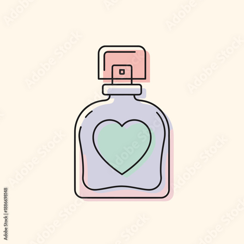 Perfume Bottle with Heart Design Illustration.