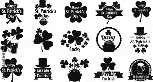 St patrick's day symbols and logos collection