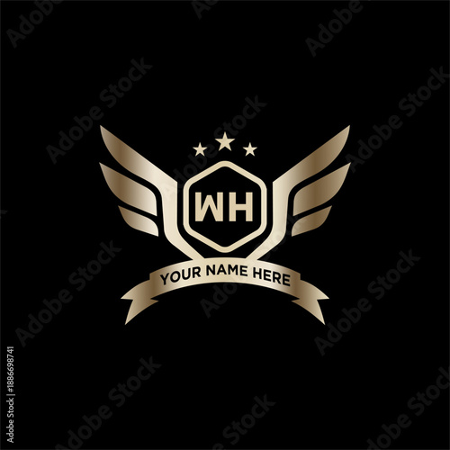 WH Initials Eagle Logo Icon Education Stock Vector