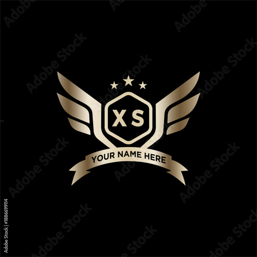 XS Initials Eagle Logo Icon Education Stock Vector