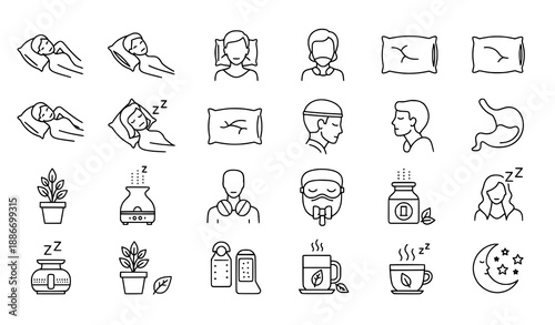 Rest and natural wellness outline icon set vector