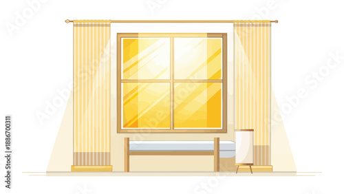 Bright Sunlight Streams Through Bedroom Window Onto Bed