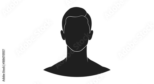 Silhouette of a Man's Head and Shoulders Against a White Background, Minimalist Graphic