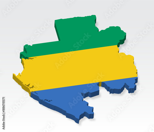 Foto 3D Gabon map with flag