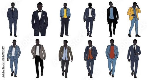 Diverse Male Fashion Collection: From Formal Suits to Casual Outfits