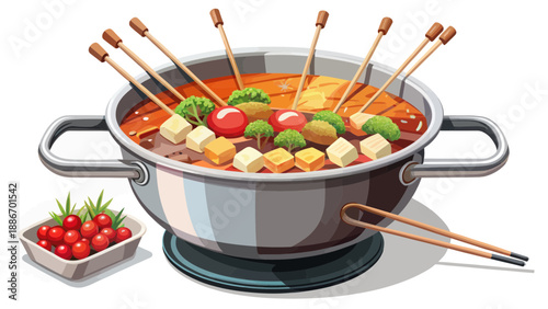 Hot Pot With Skewers and Vegetables