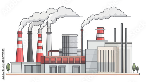 Industrial Factories Emitting Smoke and Pollution