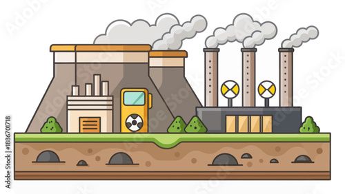 Industrial Power Plant Emitting Smoke