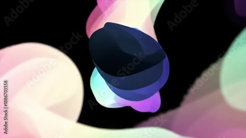 Abstract colorful shapes floating against black background