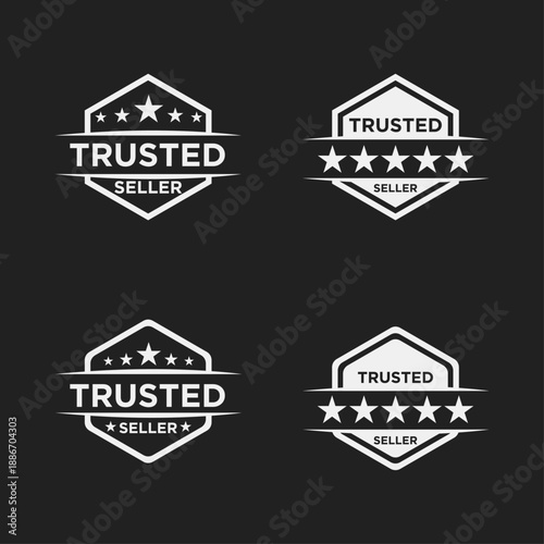 Trusted Seller Badge and Logo Collection with Stars on Black Background