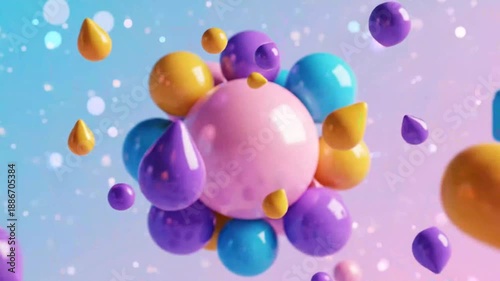 Abstract 3 d geometric shapes floating with soft lighting and color