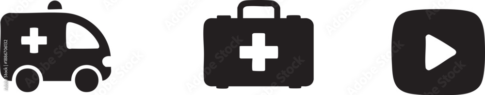 Fototapeta premium Medical Media First Aid Bag and Video Play