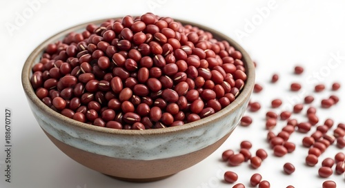 Red Adzuki Beans in Ceramic Bowl