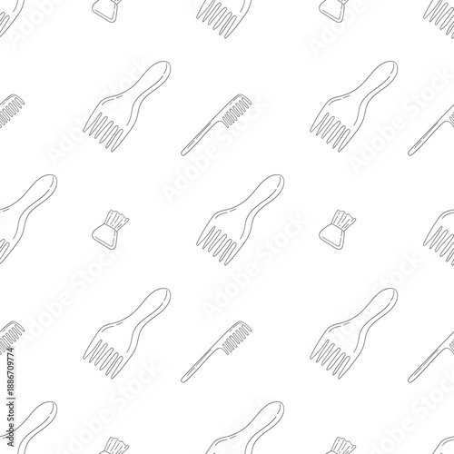 barbershop icon seamless pattern in doodle style