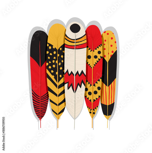 Vector decorative tribal ethnic feathers